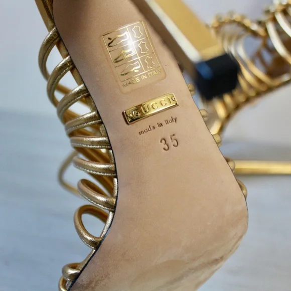 2000s Gucci Nappa Leather Slingback Strappy Sandal - Size 35 / ~US 5 - Picture 8 of 9